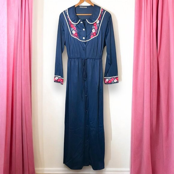Vintage JC Penny Women's Original Retro Floral Polyester Sleepwear Robe - Picture 1 of 11